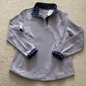 NWT Orvis Light Purple Pullover with Navy Patterned Collar